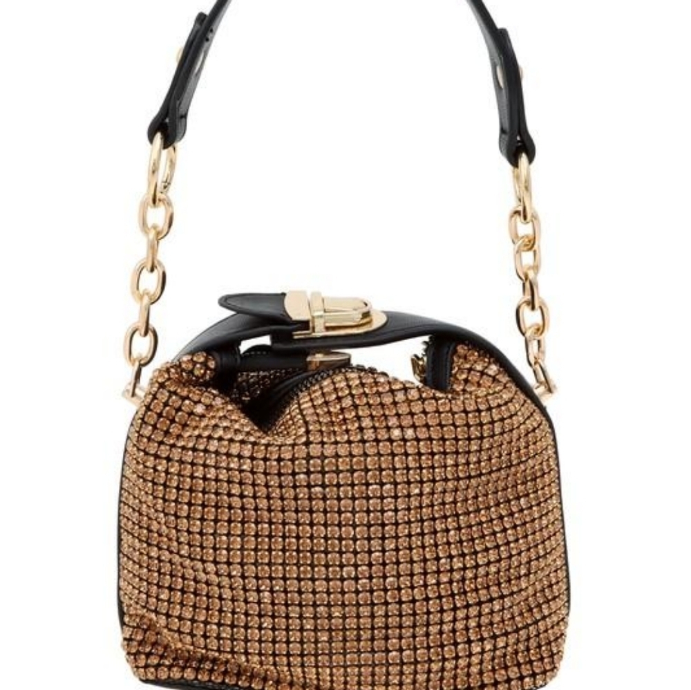Caleesa Gold Rhinestones Bling Crossbody Bag - Picture 1 of 11